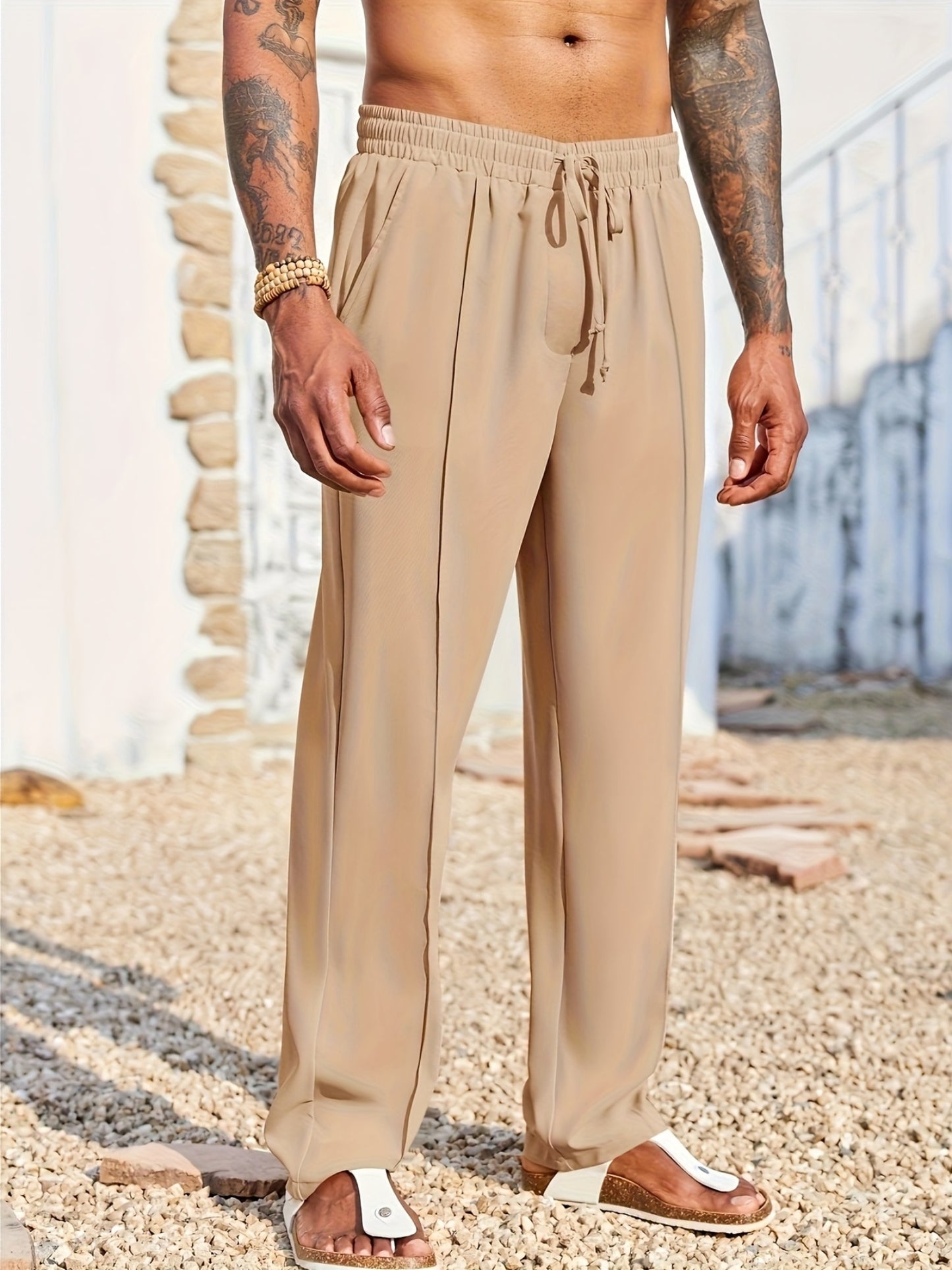 Men’s Casual Corduroy Pants – Slim Straight Anti-Wrinkle Long Trousers