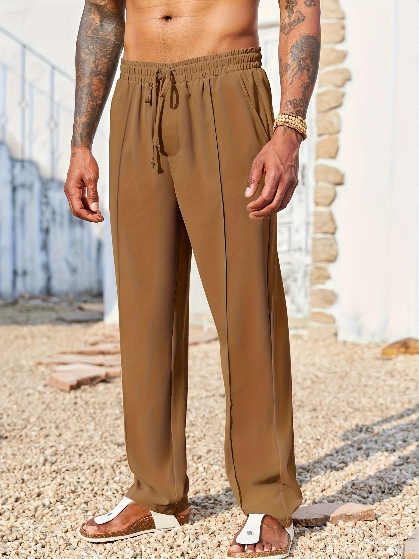 Men’s Casual Corduroy Pants – Slim Straight Anti-Wrinkle Long Trousers