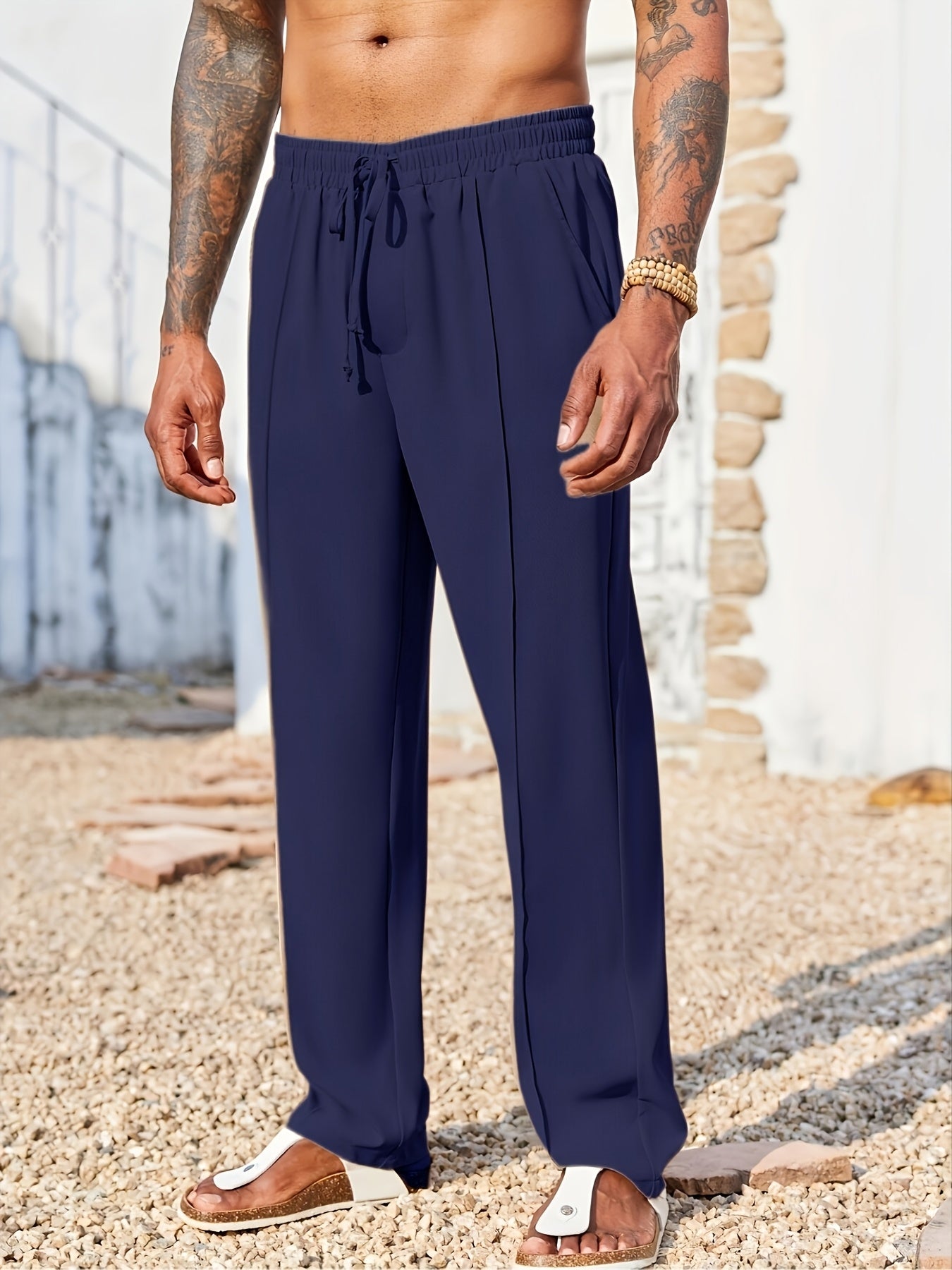 Men’s Casual Corduroy Pants – Slim Straight Anti-Wrinkle Long Trousers