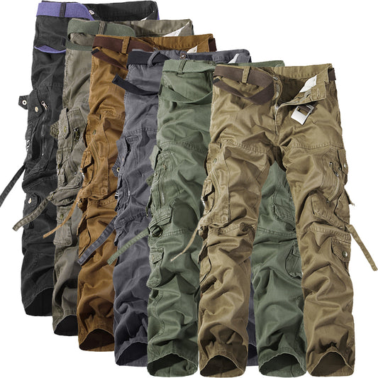 Men’s Multi-pocket Cargo Pants – Casual Washed Trousers