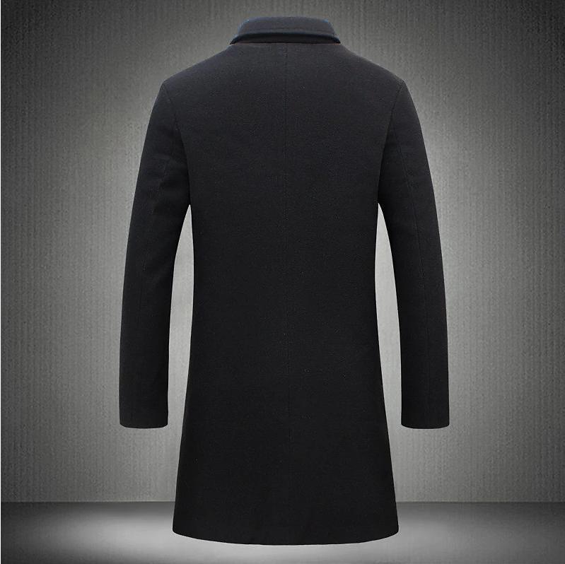 Men’s Mid-length Trench Coat – Slim Fit Single-breasted Collar Jacket