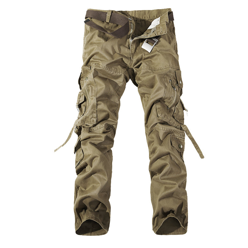 Men’s Multi-pocket Cargo Pants – Casual Washed Trousers