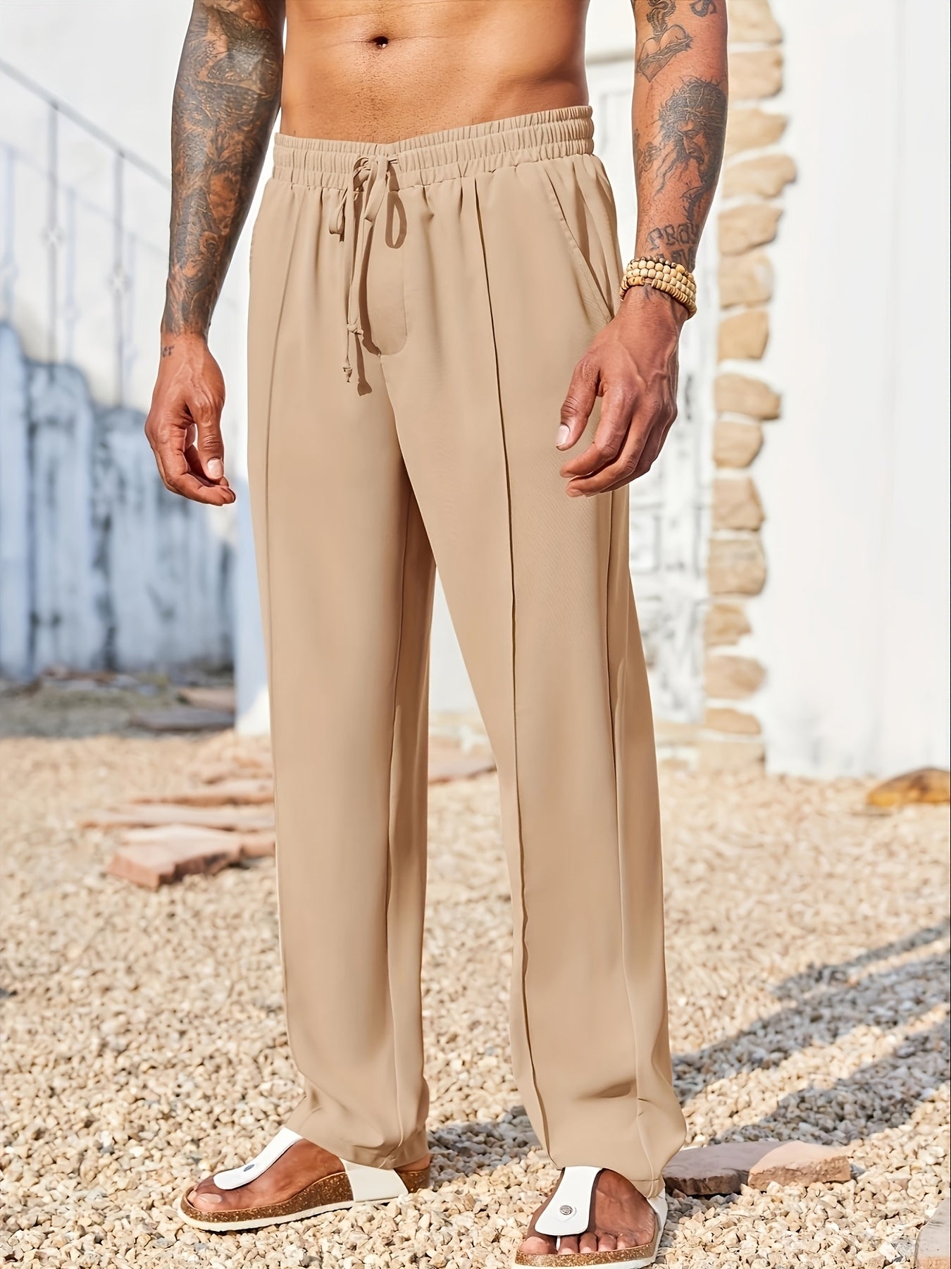 Men’s Casual Corduroy Pants – Slim Straight Anti-Wrinkle Long Trousers